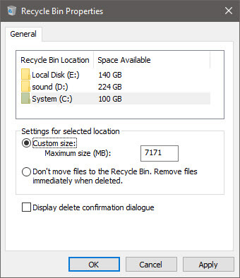 كيفية تقليل المساحة المخصصة لسلة المحذوفات (Recycle Bin) لـ تنظيف مساحة الهارد ديسك