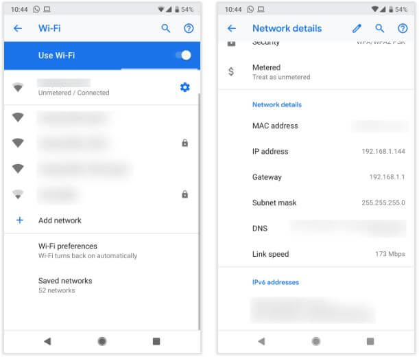 طريقة لمعرفة رقم IP الخاص بجهاز اندرويد
