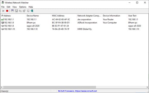 برنامج Wireless Network Watcher عرض المتصلين بالواي فاي Wifi