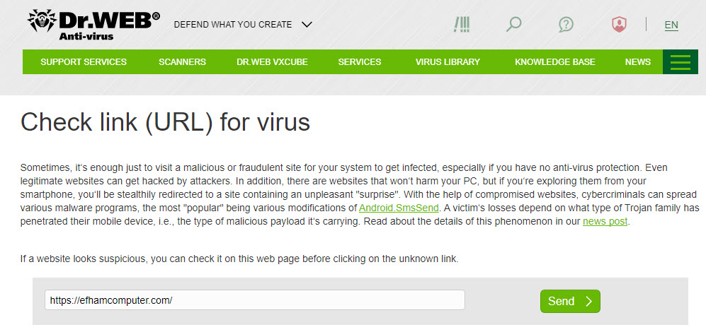 Dr.Web Link Checker فحص الفيروسات اونلاين
