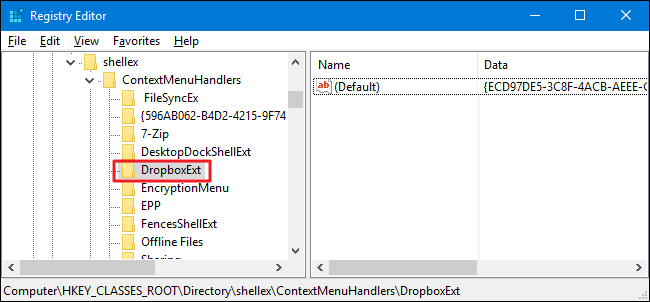 DropboxExt in ContextMenuHandlers