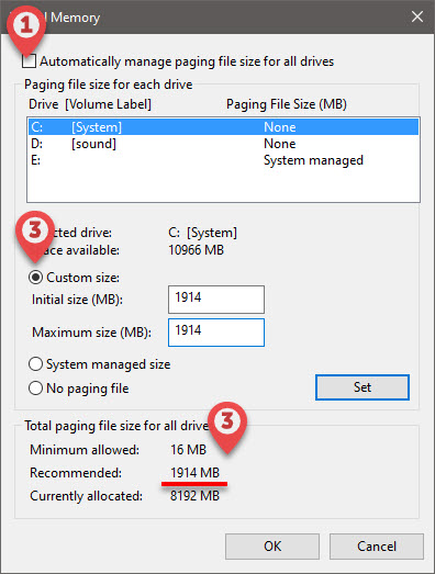 ضبط خاصية Virtual memory على windows 10
