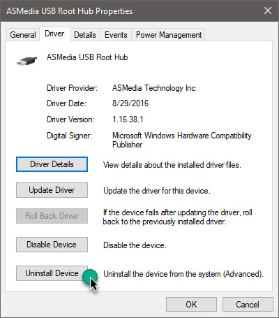 Uninstall usb Device