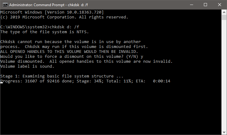 أستخدام CHKDSK عن طريق CMD