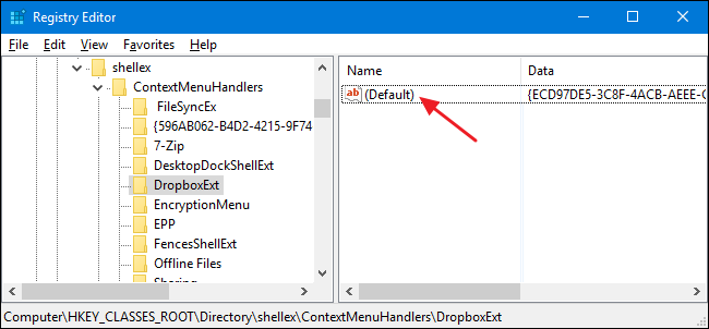 edit Dropbox Default value تعطيل عناصر قائمة السياق