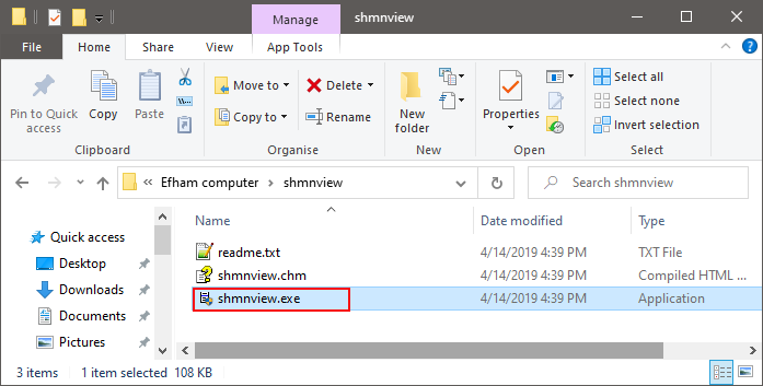 shmnview in folder